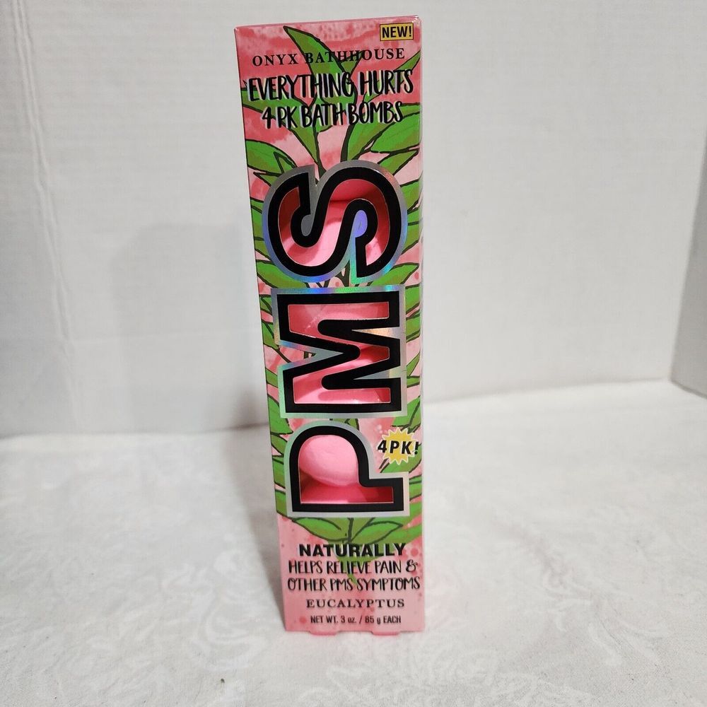 New Onyx Bathhouse PMS‎ Infused Eucalyptus 4 Bath Bombs Set 12 oz 340 gr
